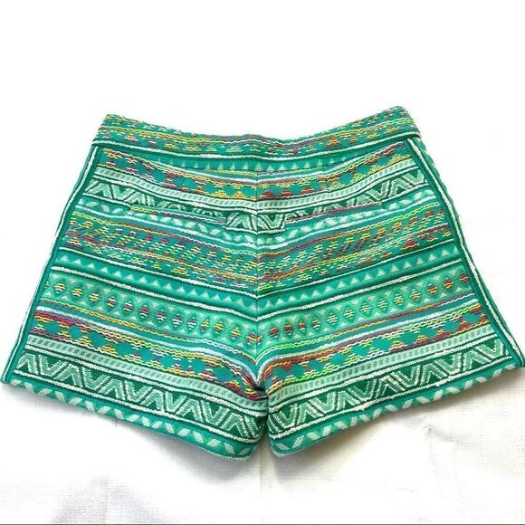 Anthropologie Elevenses Costa Aztec Embroidered shorts 0 Green - Picture 5 of 16